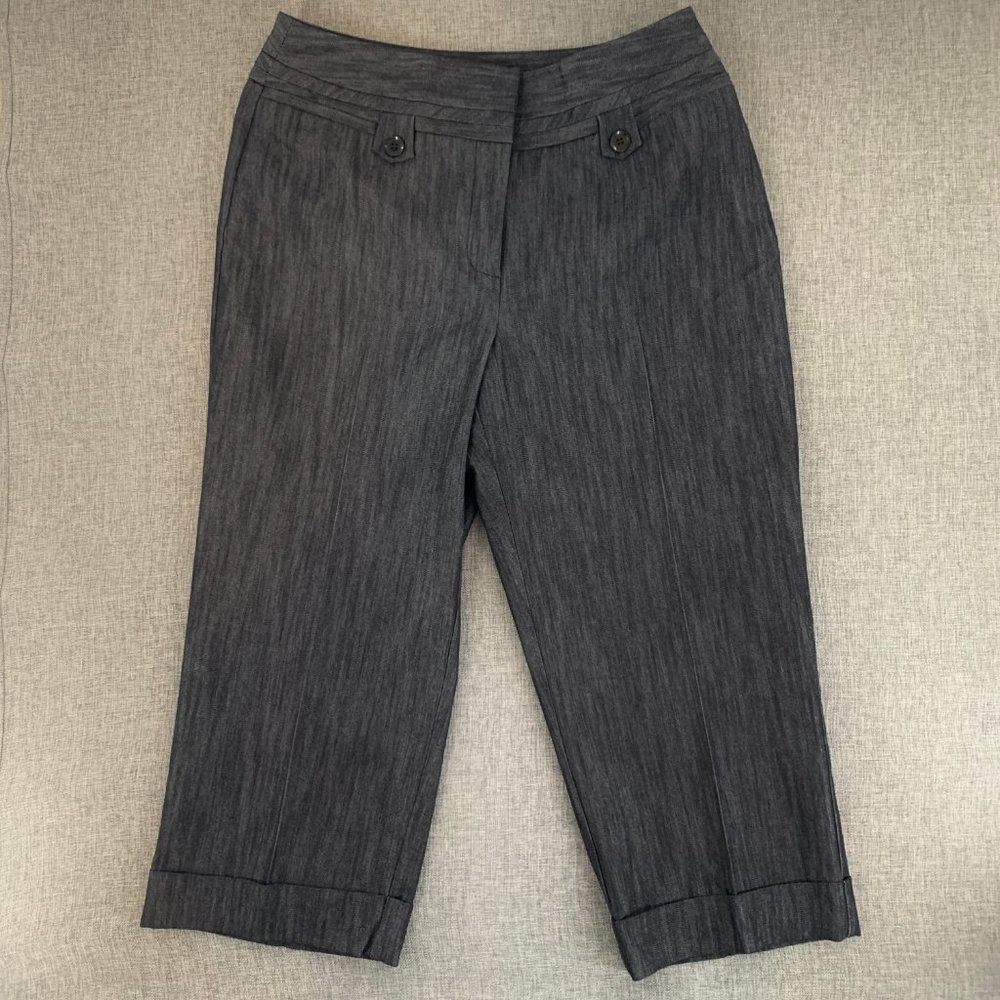 Harve Benard Cropped Dress Pants‎ Grayish Black Size 10 Cotton Polyester Spandex